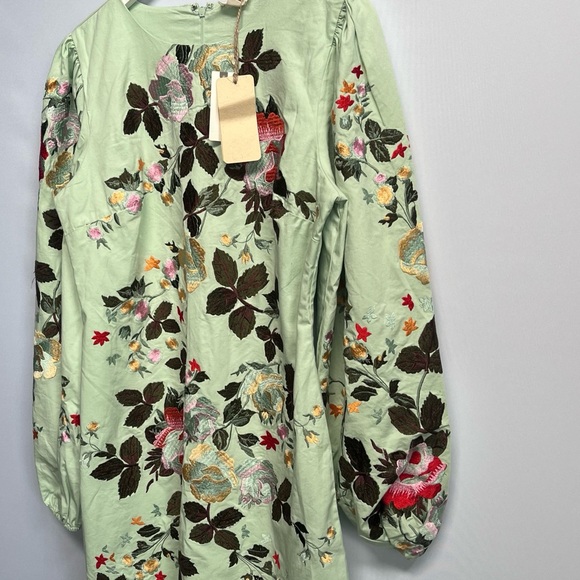 NWT Anthropologie Let Me Be Fully Floral Embroidered Long-Sleeve Mini Dress M - Picture 15 of 17